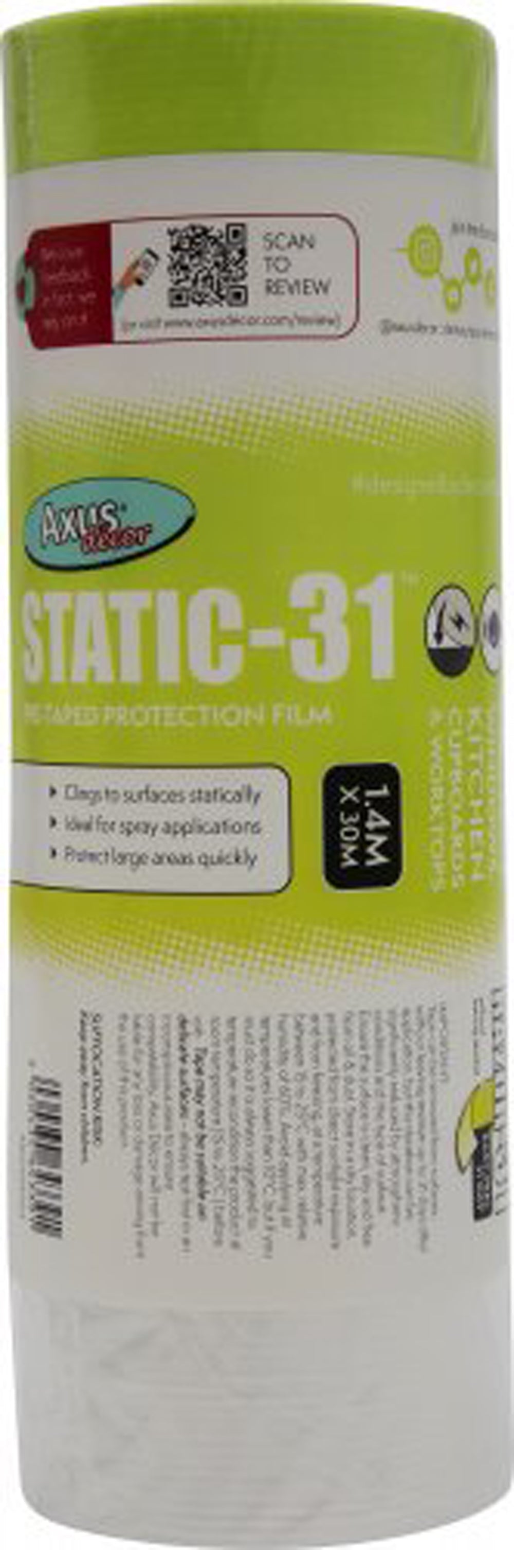 Static-31 Pre-taped Protection Film, (blue series) 1.4m x 30m