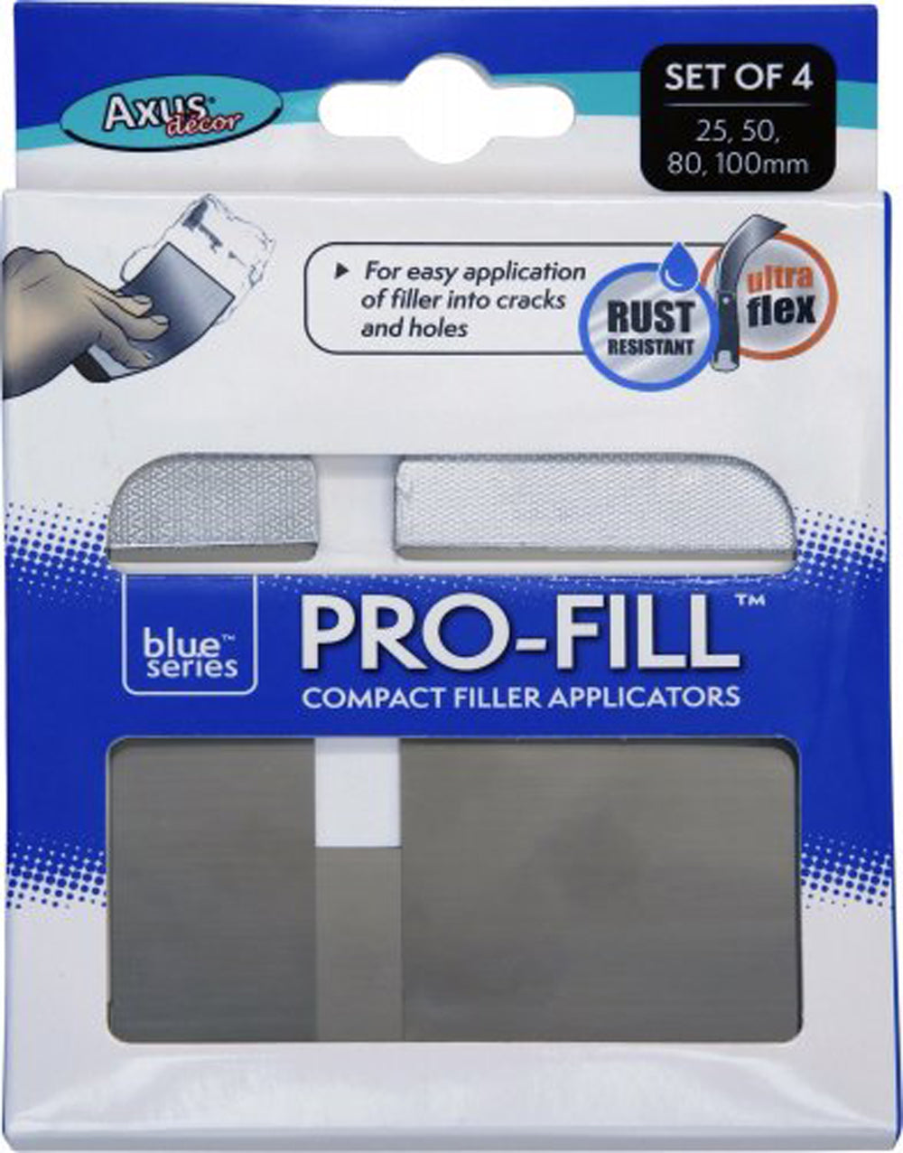 Pro-Fill Compact Filler Applicators, (blue series) 25mm, 50mm, 80mm, 100mm