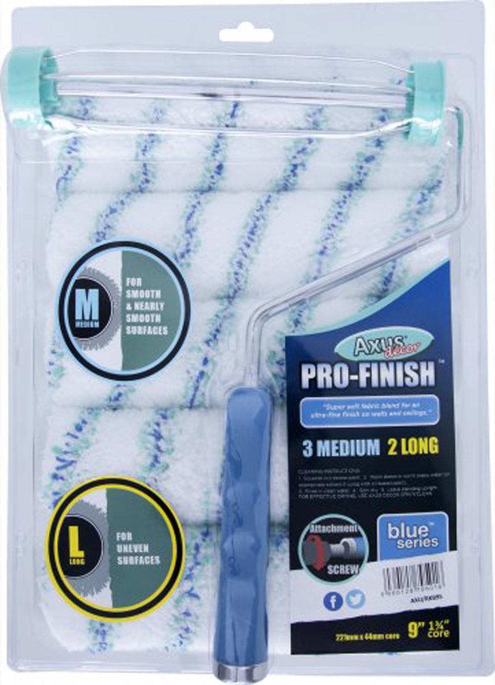 Pro-Finish Roller Pack (5 x Rollers & Frame), (blue series) 9