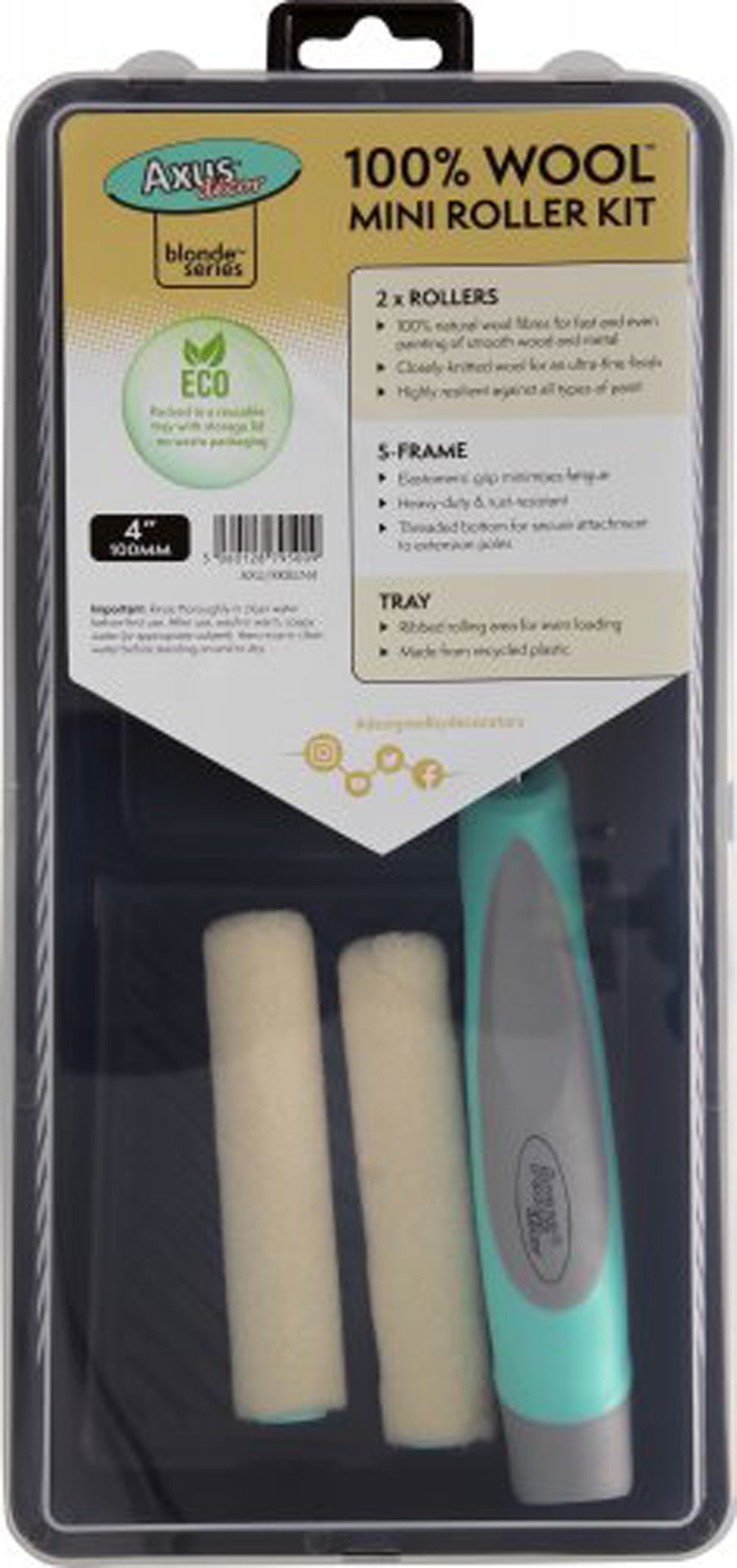 100% Wool Mini Roller Kit (2 x Rollers, Tray & Frame), (blonde series) 4