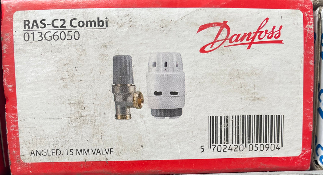 Danfoss RAS-C2 White Angeled Thermostatic TRV And Lockshield 15mm X 1/2