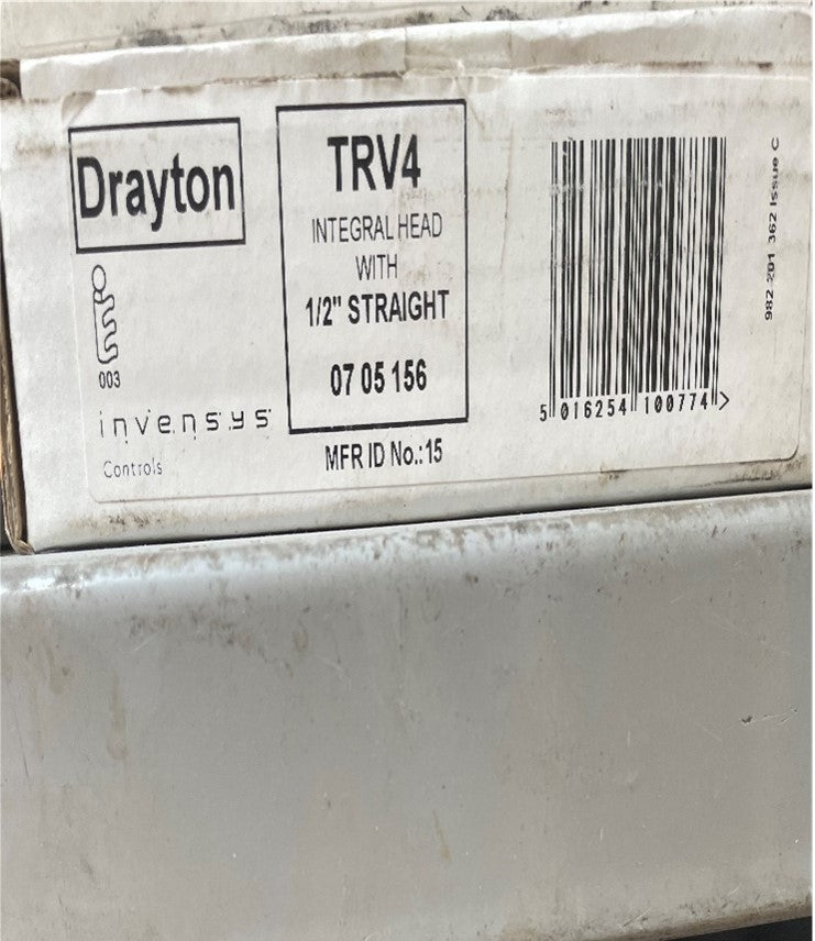 Drayton TRV4 White Straight Thermostatic TRV And Lockshield 15mm